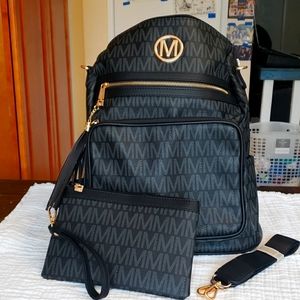 Marco Backpack, Black, Matching Wristlet, Stylish, Shoulder Strap
